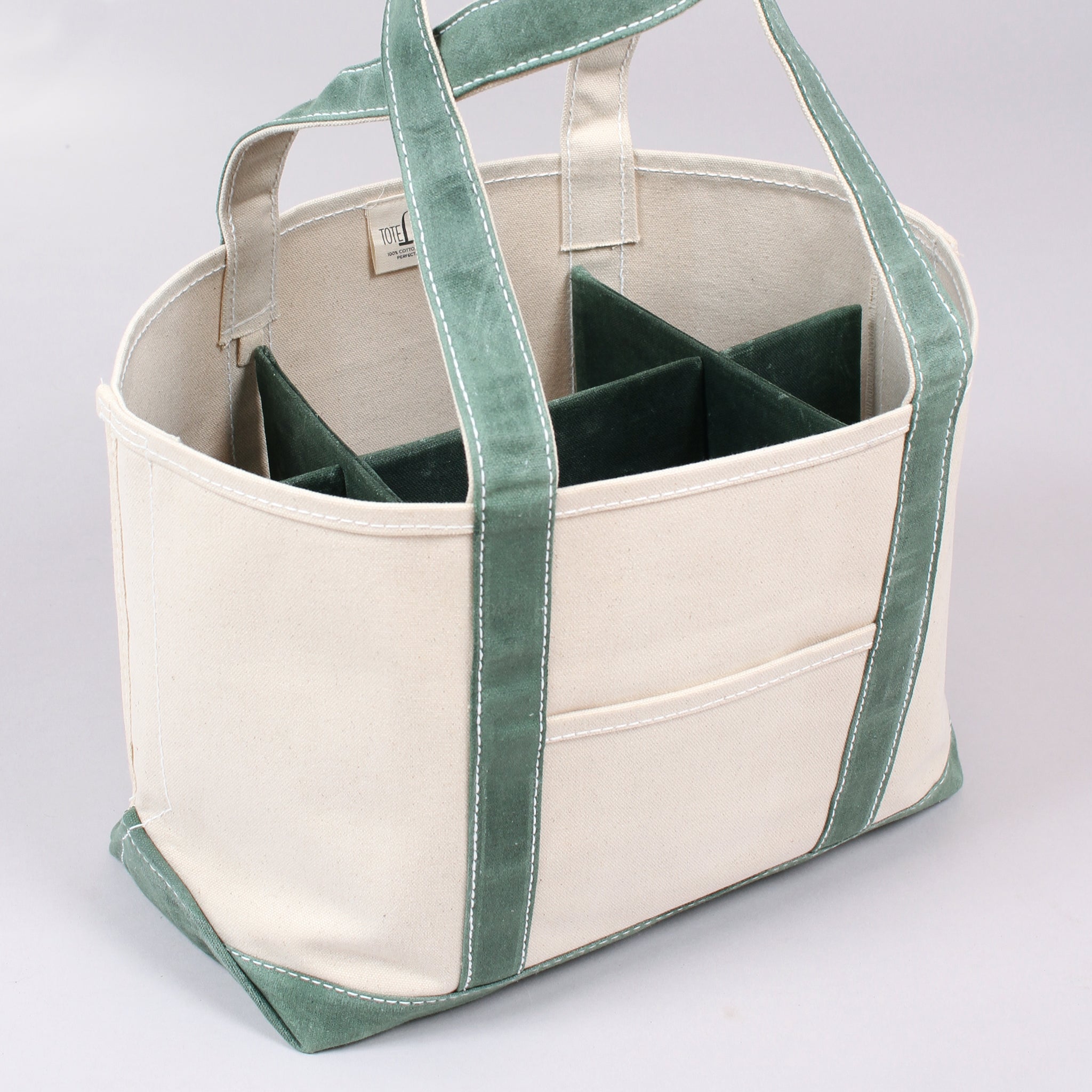 Bottle divider insert - Waxed Deerfield Green