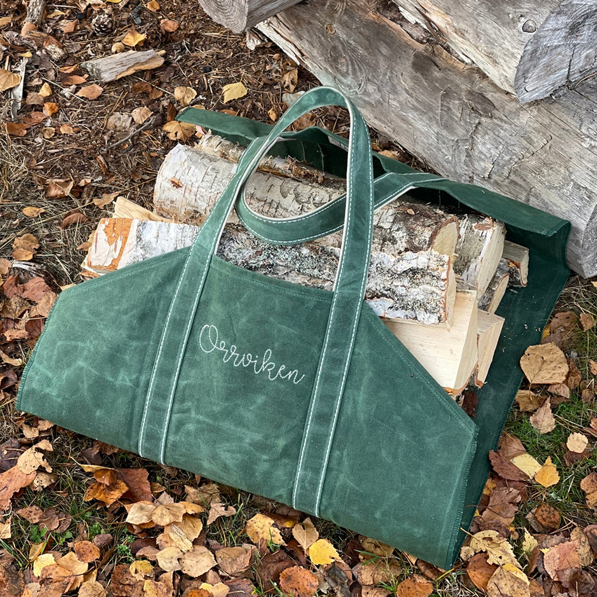Log Carrier - Waxed Deerfield Green