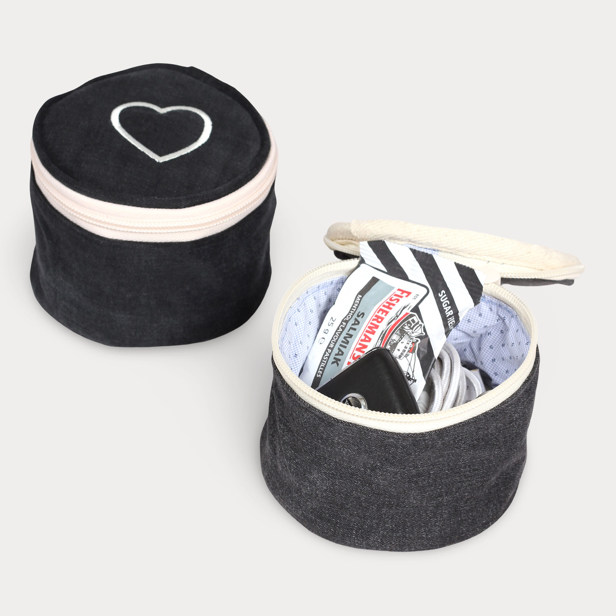 Rund Pouch - Black Denim