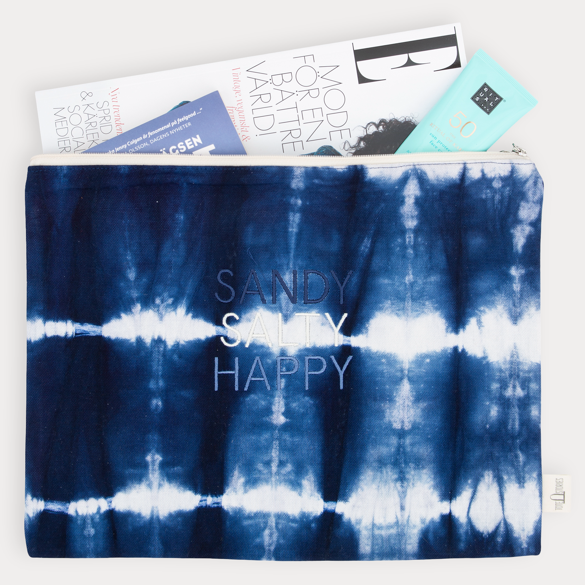 Oversize Pouch - Shibori Blue