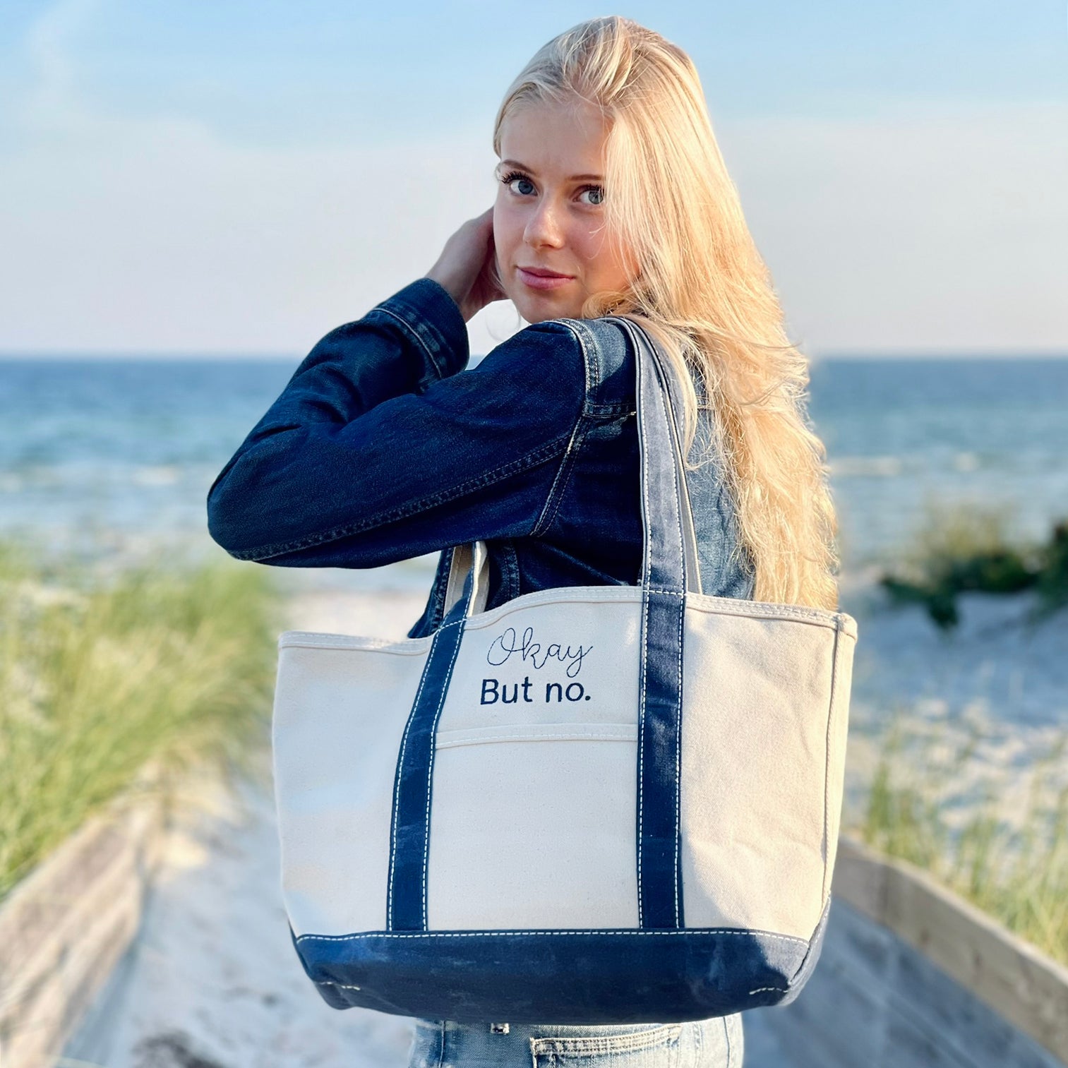 Waxed tote bag - Falsterbo Ocean