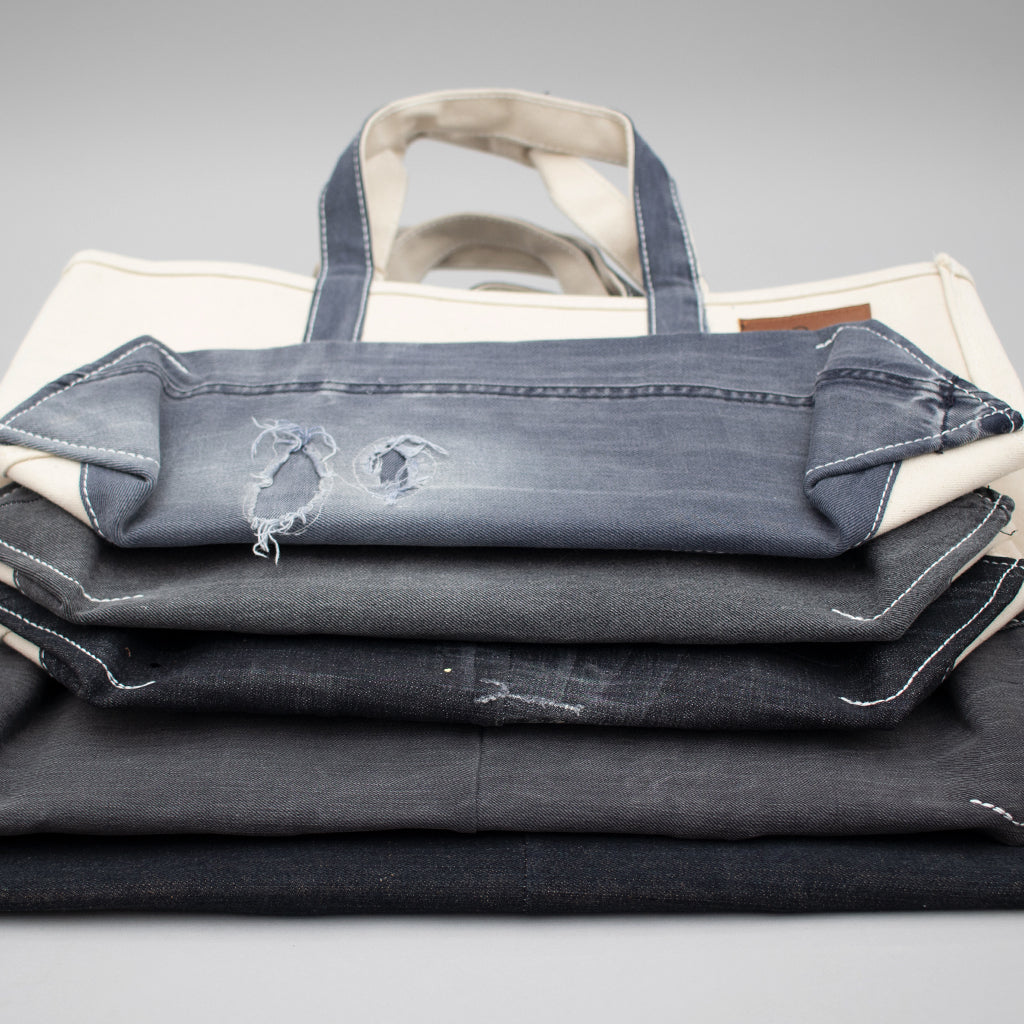 Reused Denim Tote Bag - Black Colors