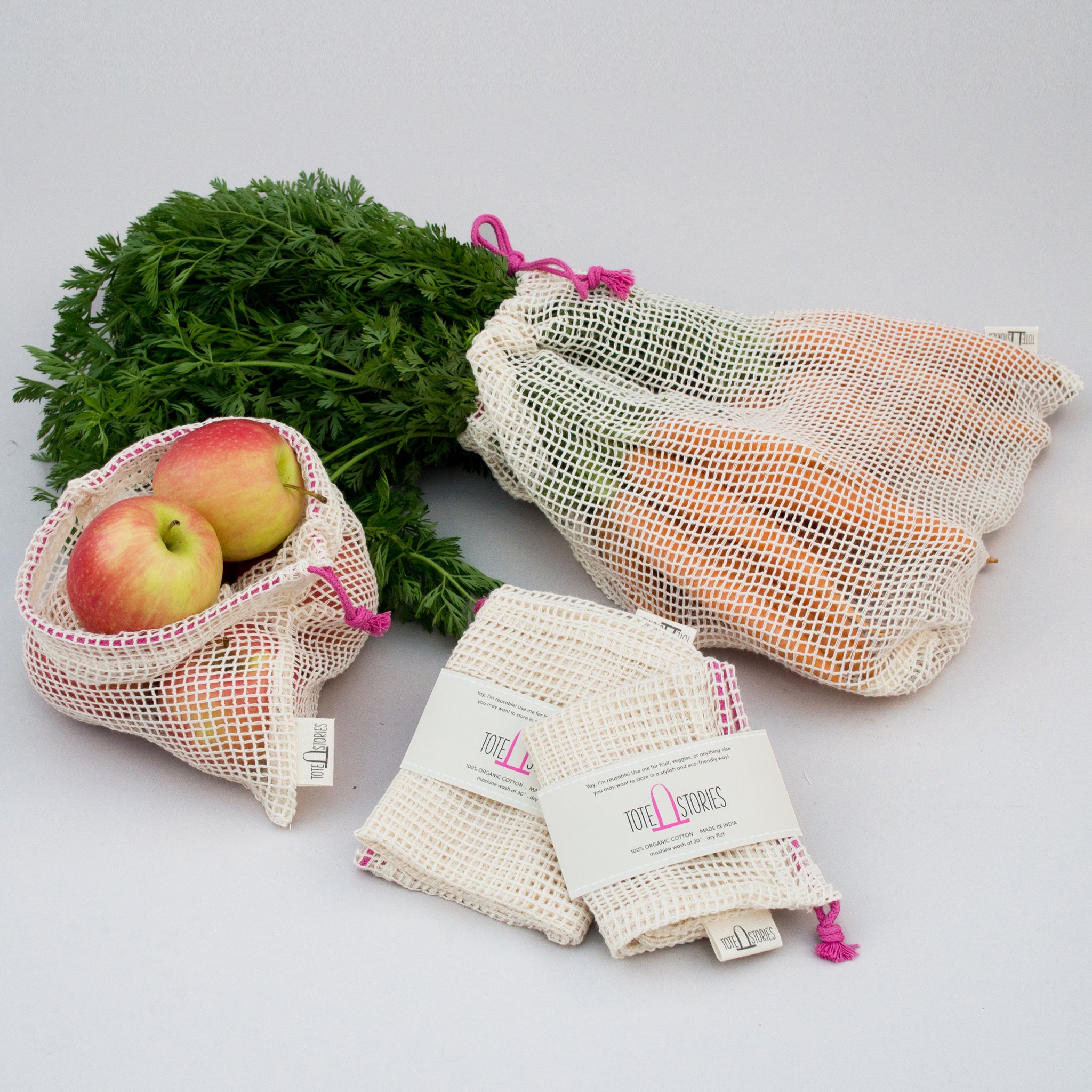 Mesh produce bag - Jaipur pink