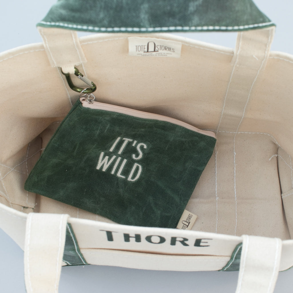 Waxed Tote Bag - Deerfield Green - Inside
