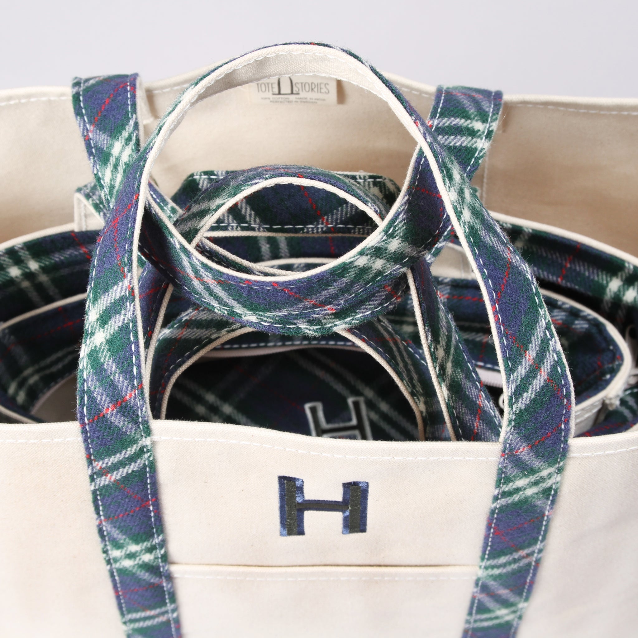 Limited Tote Bag - Wool Tartan - Stack