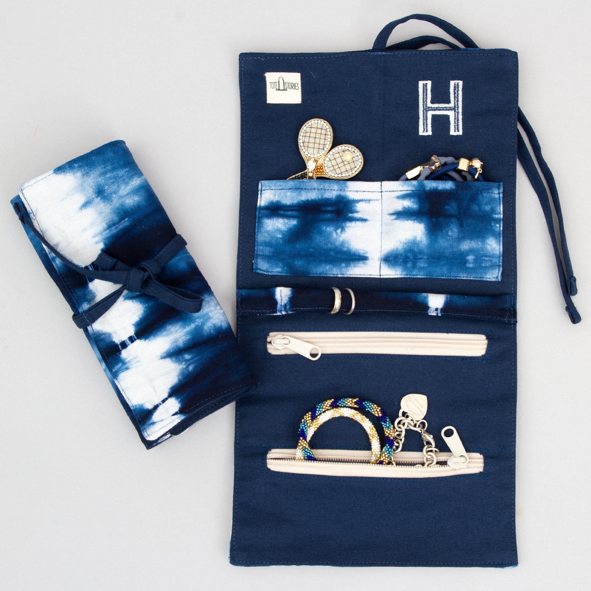 Jewelry Roll - Shibori Blue