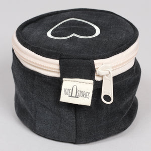 Round Pouch - Black Denim