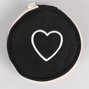 Round Pouch - Black Denim