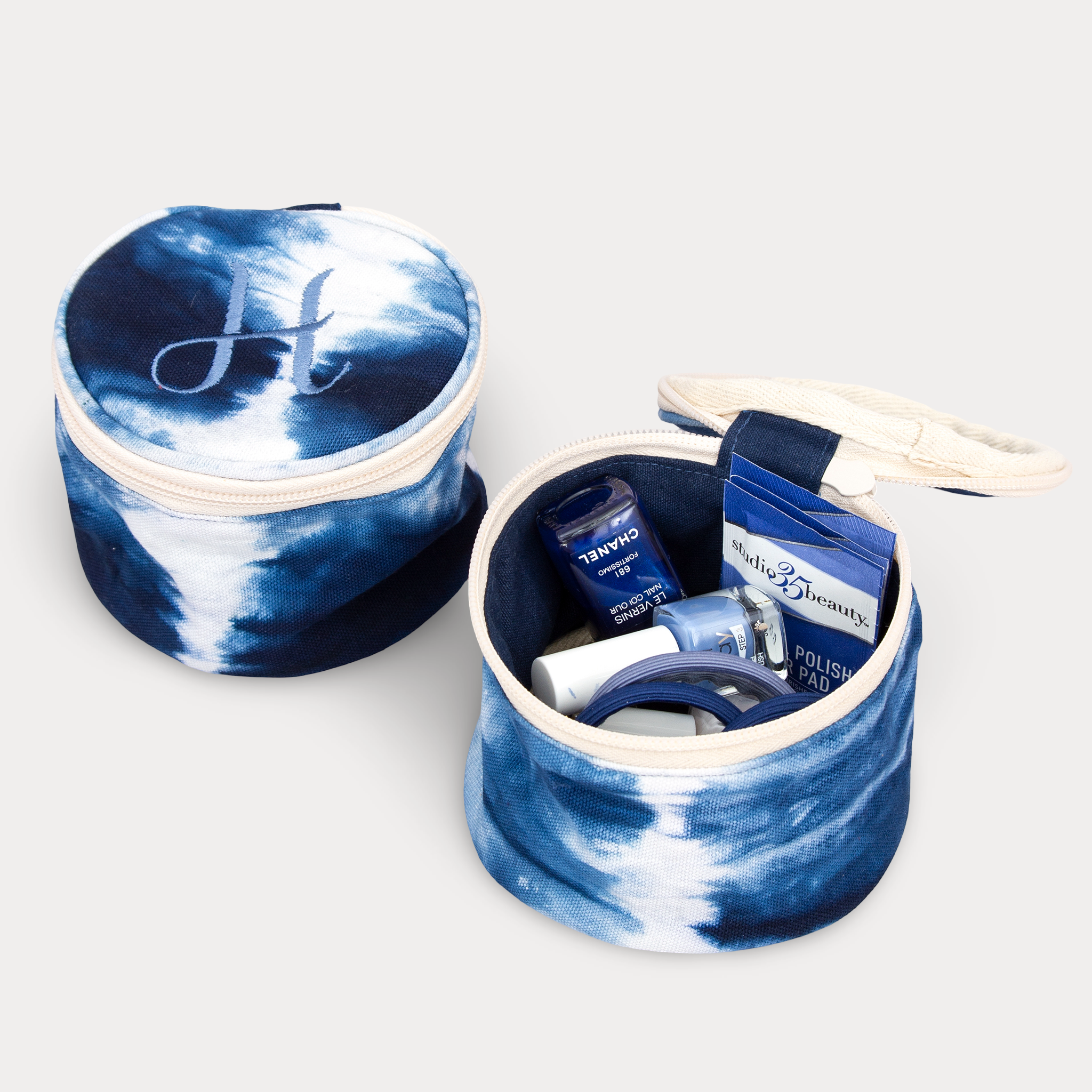Round Pouch - Shibori Blue