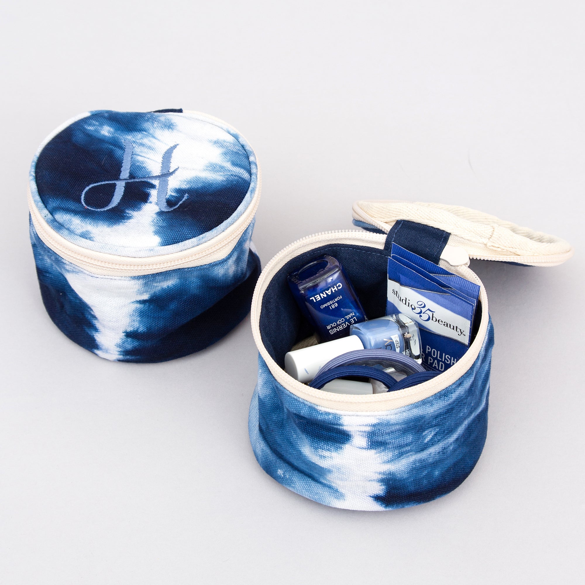 Round Pouch - Shibori Blue