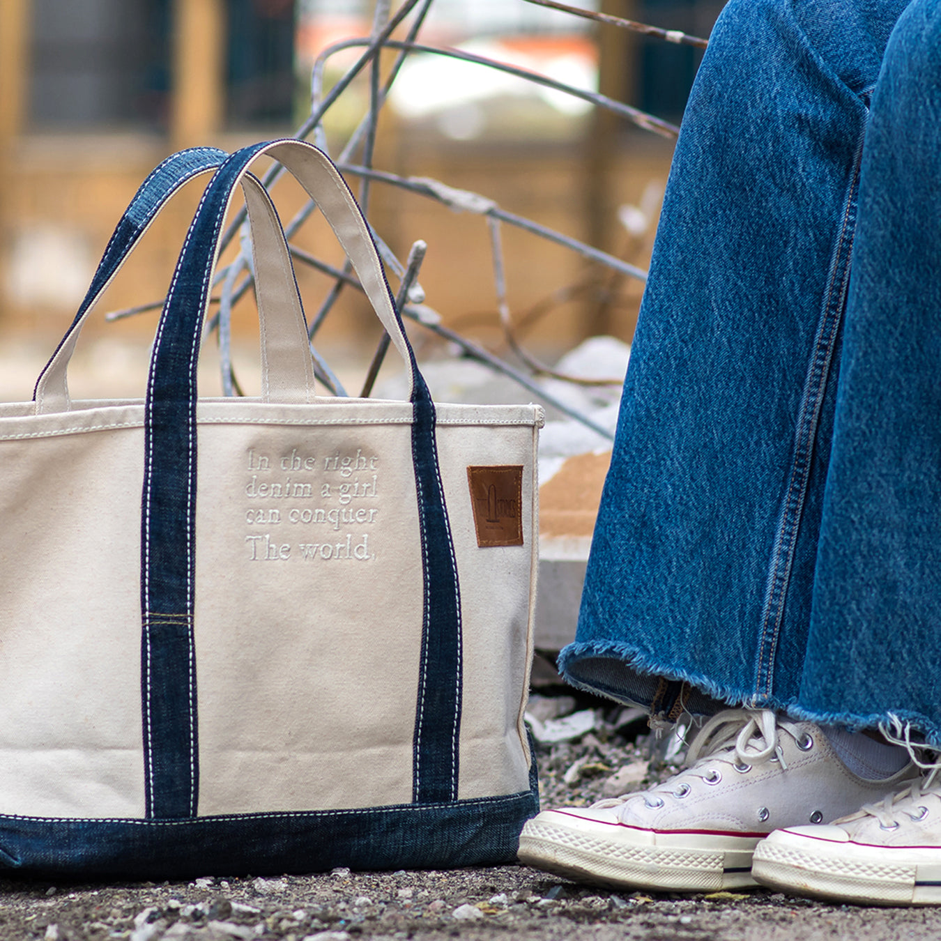 Reused Denim Tote Bag - Dark Indigo Sizes