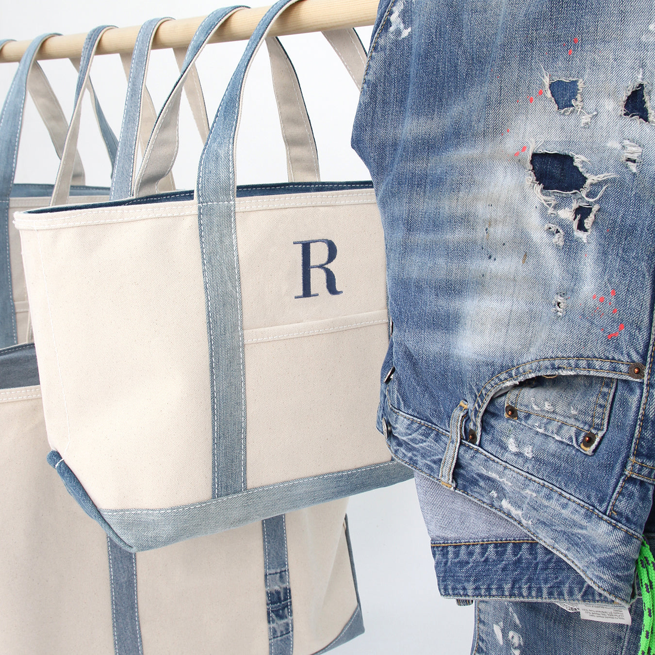 Reused Denim Tote Bag - Light Indigo Sizes