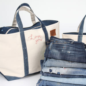 Reused Denim Tote Bag - Medium Indigo