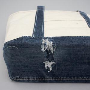 Reused Denim Tote Bag - Dark Indigo Details