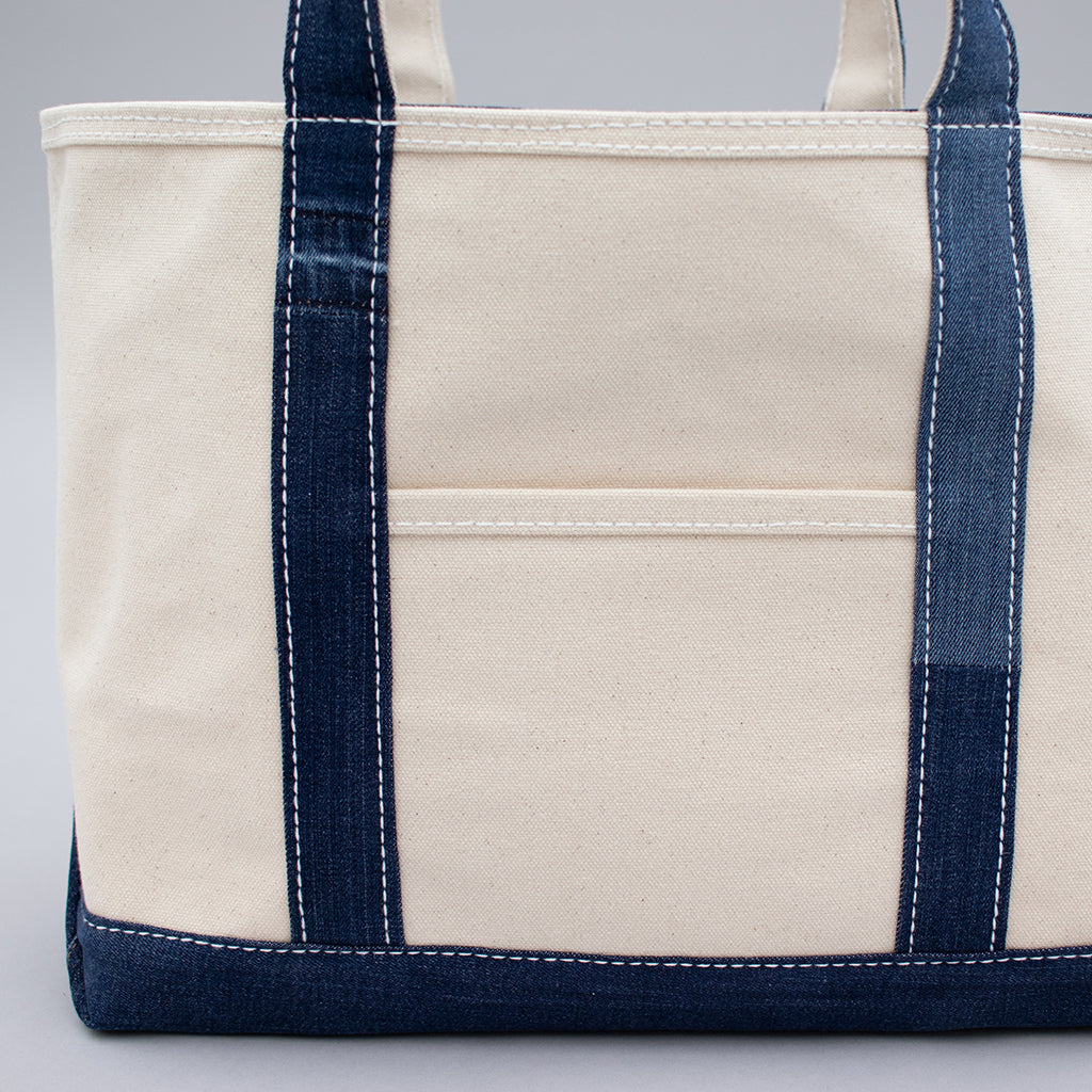 Reused Denim Tote Bag - Dark Indigo Details