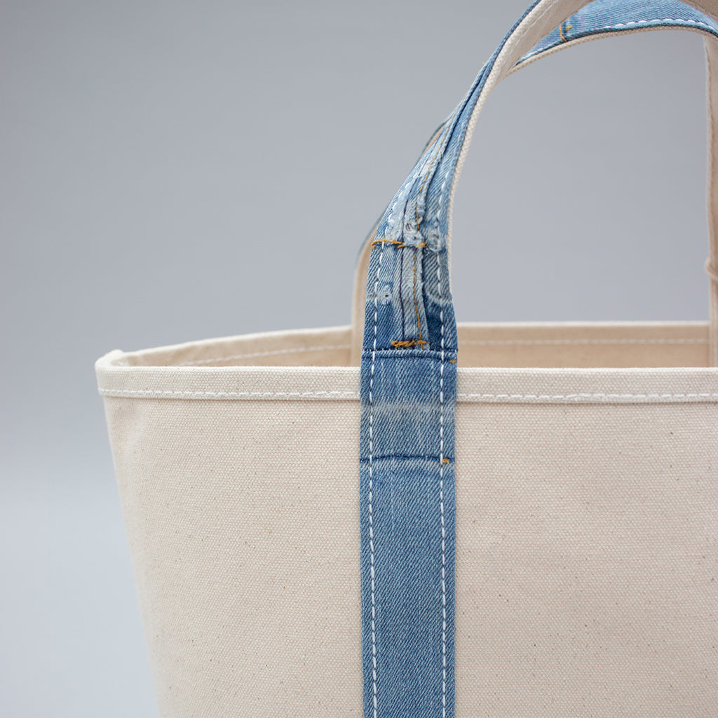 Reused Denim Tote Bag - Light Indigo Details